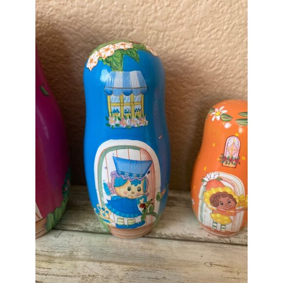 Vintage Strawberry Shortcake Wooden Nesting Dolls Set of 5 - 1980s Collectible - Picture 8 of 16